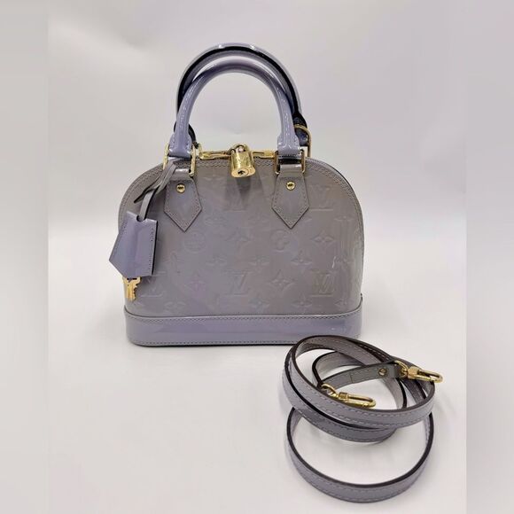 Auth Louis Vuitton Small Purple Lilas Vernis Monogram Alma BB Crossbody Bag - Picture 1 of 16